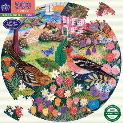 Fuglene ved havet - Rundt puslespil, 500 brikker