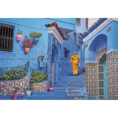 Billede af Marokko: Hyggelig gade i Chefchaouen, 500 brikker