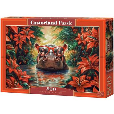 Afslappet flodhest med briller, 500 brikker