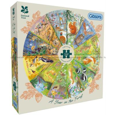 Comerford: Årets gang i skoven - Rundt puslespil, 500 brikker