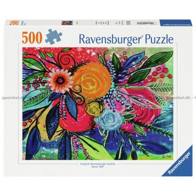 Farveeksplosion i blomster, 500 brikker