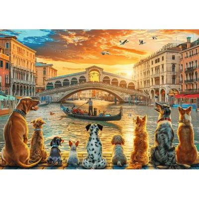 Billede af Chesterman: Hundene nyder Venedig i solnedgangen, 1000 brikker