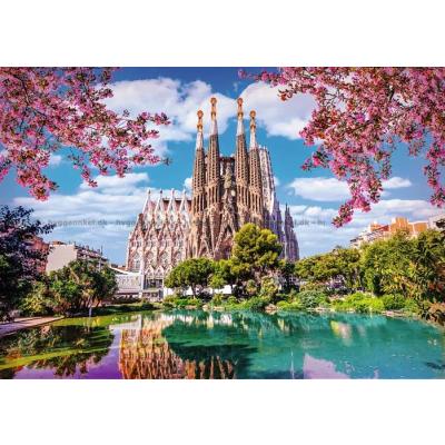 Billede af Barcelona: Sagrada Familia ved forårstide, 1000 brikker