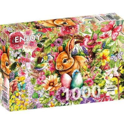 Billede af Kanin blandt blomster, 1000 brikker