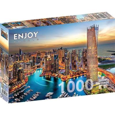 Billede af Dubai Marina i aftenlyset, 1000 brikker