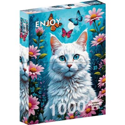 Billede af Den hvide kat i haven, 1000 brikker