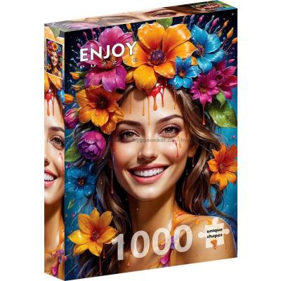 Billede af Kvinden med blomsterkrans i håret, 1000 brikker