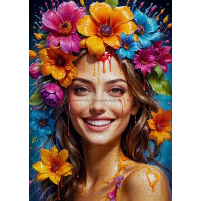 Billede af Kvinden med blomsterkrans i håret, 1000 brikker