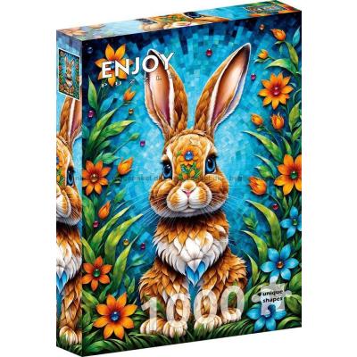 Billede af Kanin blandt blomster, 1000 brikker