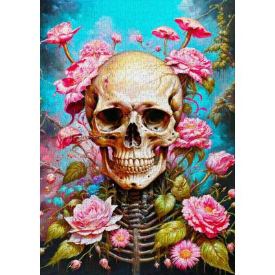 Billede af Kranium blandt blomster, 1000 brikker