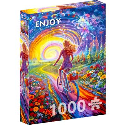 Billede af Farverig cykeltur, 1000 brikker set oppefra