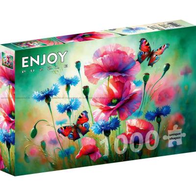 Billede af Sommerfugle blandt valmuer, 1000 brikker