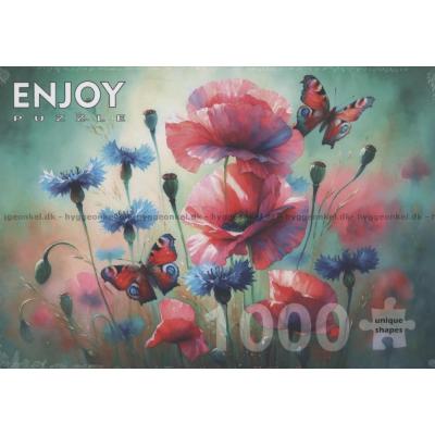Billede af Sommerfugle blandt valmuer, 1000 brikker