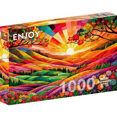 Farverig solopgang i dalen, 1000 brikker