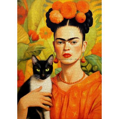 Billede af Frida Kahlo og katten, 1000 brikker