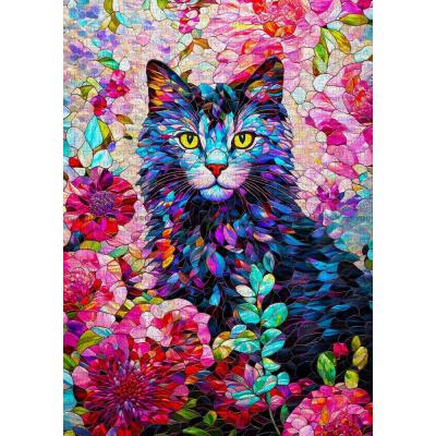 Billede af Katten blandt blomster, 1000 brikker