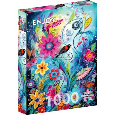 Billede af Fuglesang blandt blomster, 1000 brikker