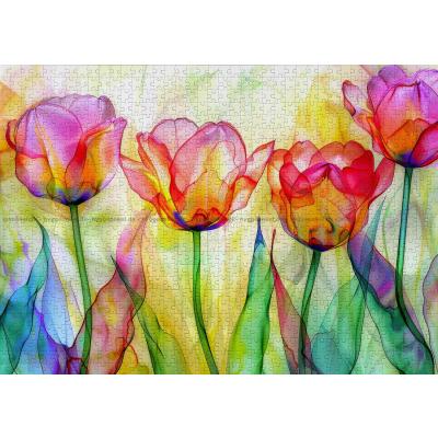 Billede af Farverige blomsterblade, 1000 brikker