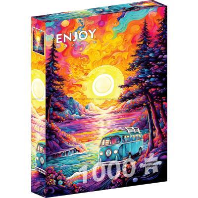 Solnedgang ved søen, 1000 brikker