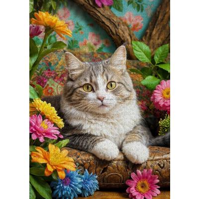 Billede af Katten i blomsterhaven, 1000 brikker
