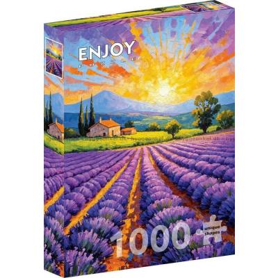 Billede af Solnedgang over lavendelmarken, 1000 brikker