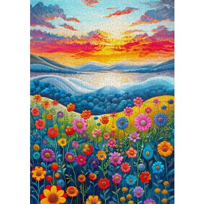 Billede af Blomstereng i morgensol, 1000 brikker