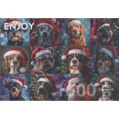 Billede af Julehunde med nissehuer, 1000 brikker