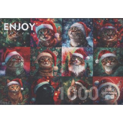 Billede af Julekatte med nissehuer, 1000 brikker