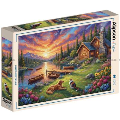Billede af Aftenhygge ved bjergsøen, 500 brikker
