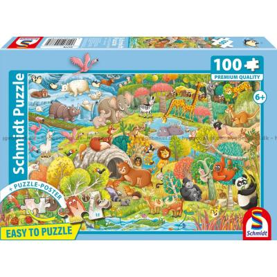 Billede af Vilde dyr fra hele verden, 100 brikker