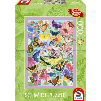 Blomster og sommerfugle, 1000 brikker