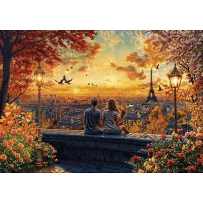 Billede af Romantisk solnedgang i Paris, 1500 brikker