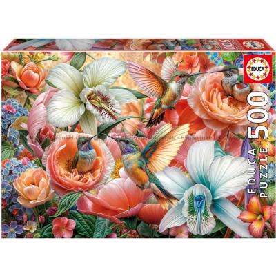 Billede af Kolibrier blandt blomster, 500 brikker