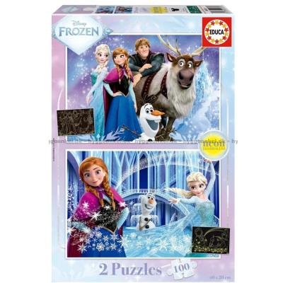 Disney: Frost - Lyser i mørke, 2x100 brikker