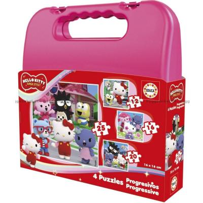 Billede af Hello Kitty, 4 i 1 - Kuffert, 12 brikker