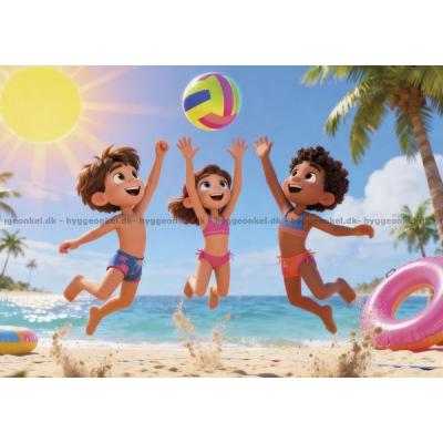 Billede af Sommerdag på stranden, 4 i 1, 20 brikker