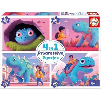 Billede af Den søde blå dinosaurer, 4 i 1, 20 brikker
