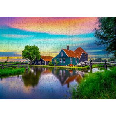 Billede af Holland: Morgengry ved bondegården, 1000 brikker