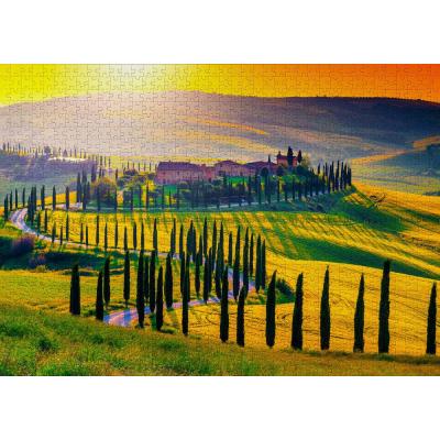Billede af Solnedgang over Toscana, 1000 brikker