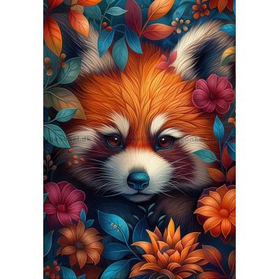 Billede af Rød panda blandt blomster, 1000 brikker