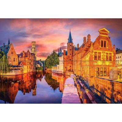 Billede af Belgien: Aftenlys over Brugge, 500 brikker