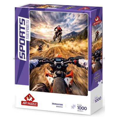 Billede af Motocross i fuld fart på sporet, 1000 brikker