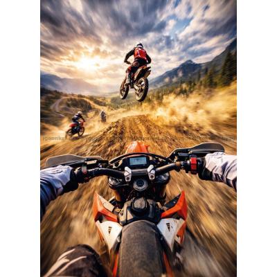 Billede af Motocross i fuld fart på sporet, 1000 brikker