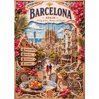 Billede af Storbyer i verden: Barcelona, 1000 brikker