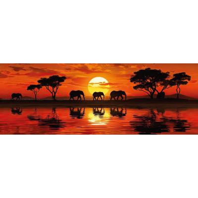 Billede af Solnedgang over Serengeti - Panorama, 1000 brikker