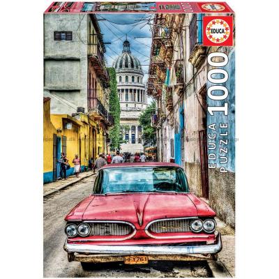 Klassisk bil i det gamle Havana, Cuba, 1000 brikker