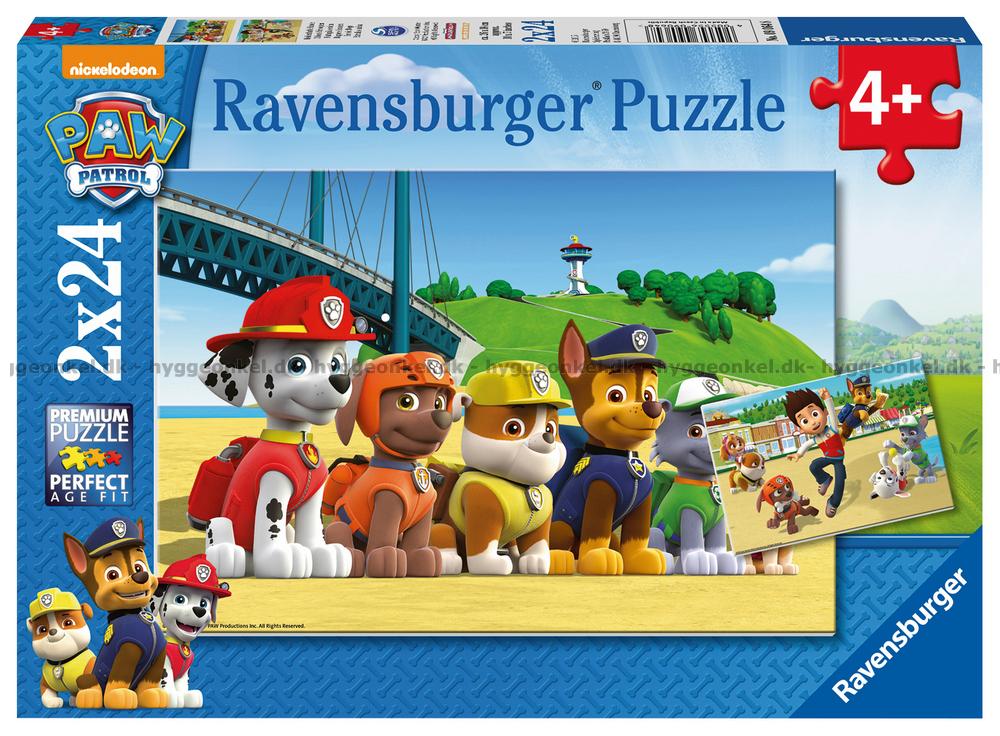 vejkryds Selskabelig er nok Paw Patrol, 2x24 brikker puslespil, Ravensburger - 09064