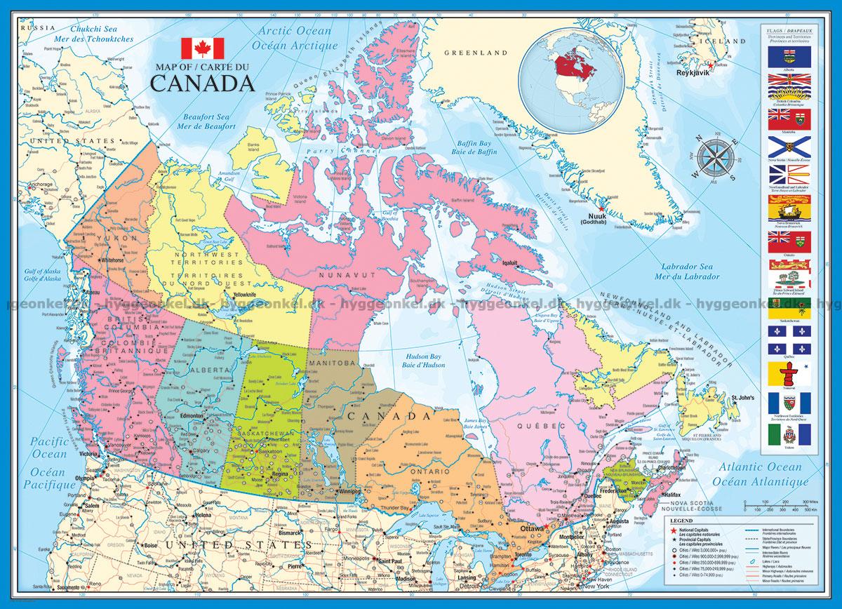 Kort Over Canada Køb Kort over Canada, 1000 brikker! Fragt 25 kr Kort Over Canada