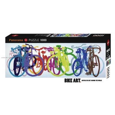 Farverige cykler - Panorama, 1000 brikker