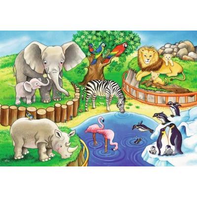 Billede af Dyrene i zoo, 2x12 brikker